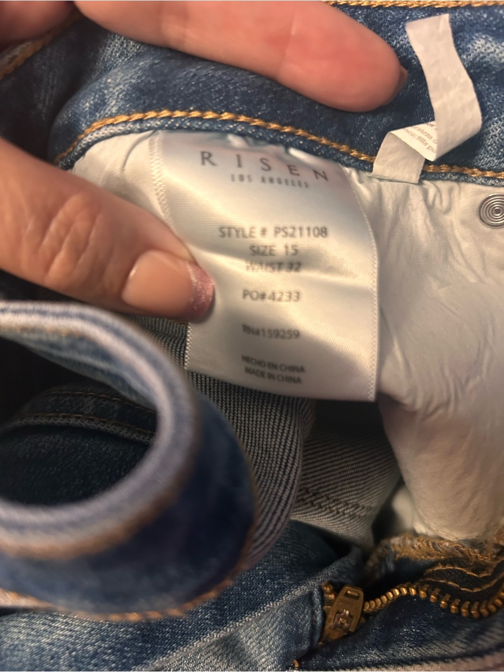 NWT Risen Jeans Light Blue Flare Jeans with Frayed Hem - Womens - Picture 5 of 5